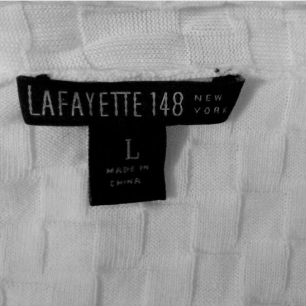 Lafayette 148 New York Size L Sleeveless Textured White Open Front Cardigan Vest - Picture 6 of 7